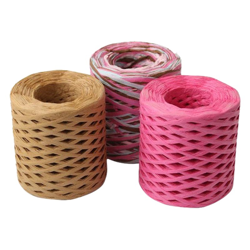 Lafite cuerda de papel kindergarten cuerda trenzada hecha a mano para hornear cinturón de embalaje 200m color cuerda decorativa ventas directas de la fábrica