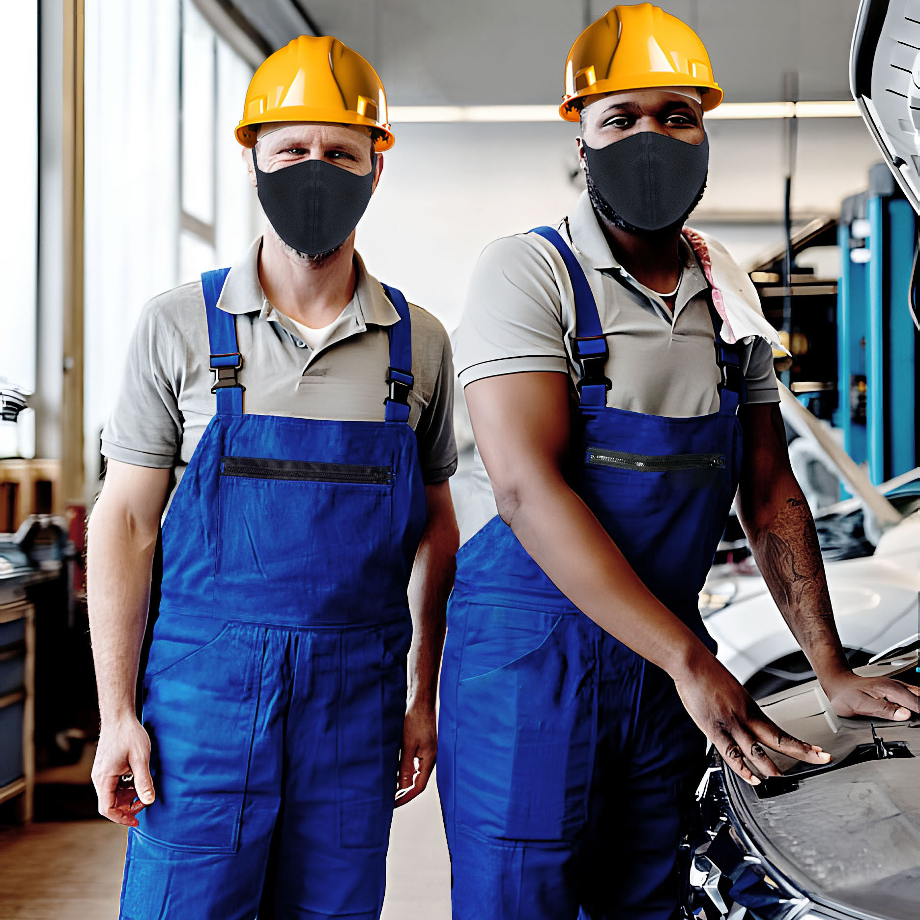 蓝色工装背带裤大码美式宽松纯棉连体工作服男外贸劳保吊带套装裤