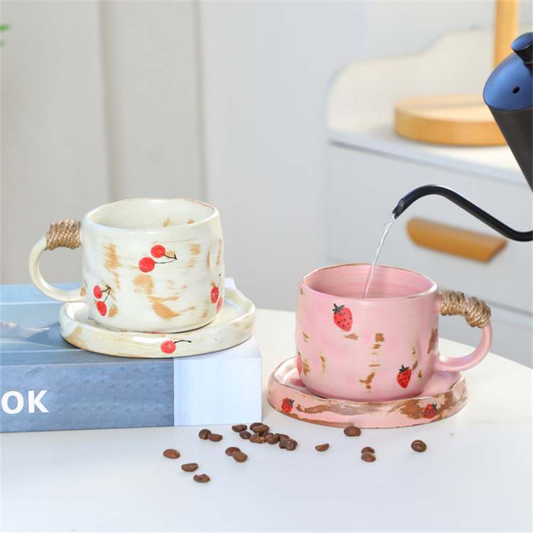 Ceramic Cup And Saucer Set Minimalist Creative Tea Coffee Mugs_voghion.com
