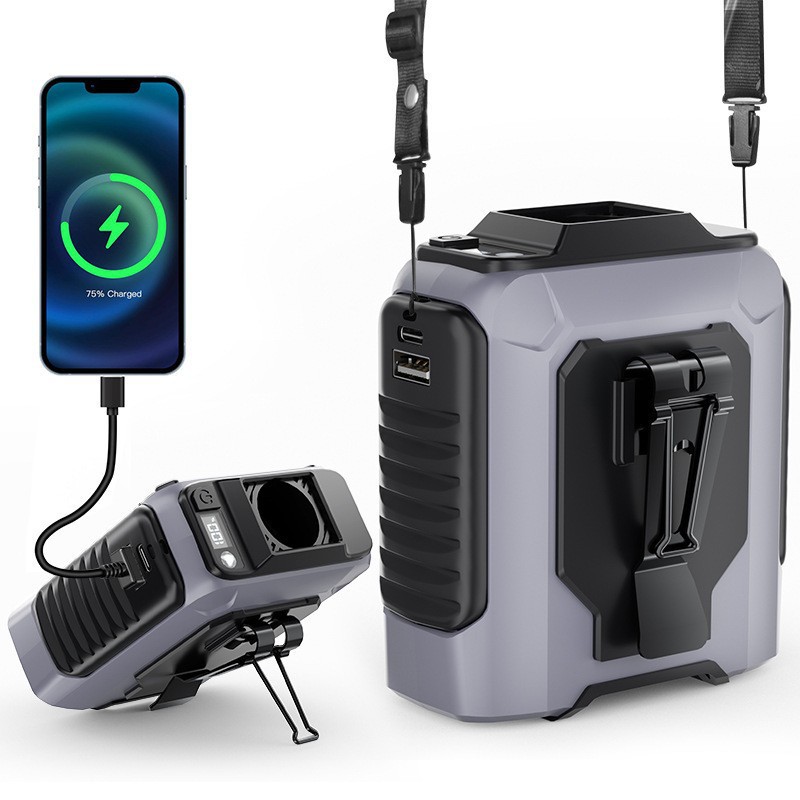 Nuevo gran ventilador de cintura al aire libre acampado larga duración de la batería de gran capacidad perezosa portátil pequeño aire acondicionado USB carga