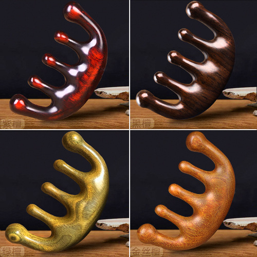 Manufacturer wholesale green sandalwood massage comb meridian comb massage scalp sandalwood comb household sandalwood women's comb