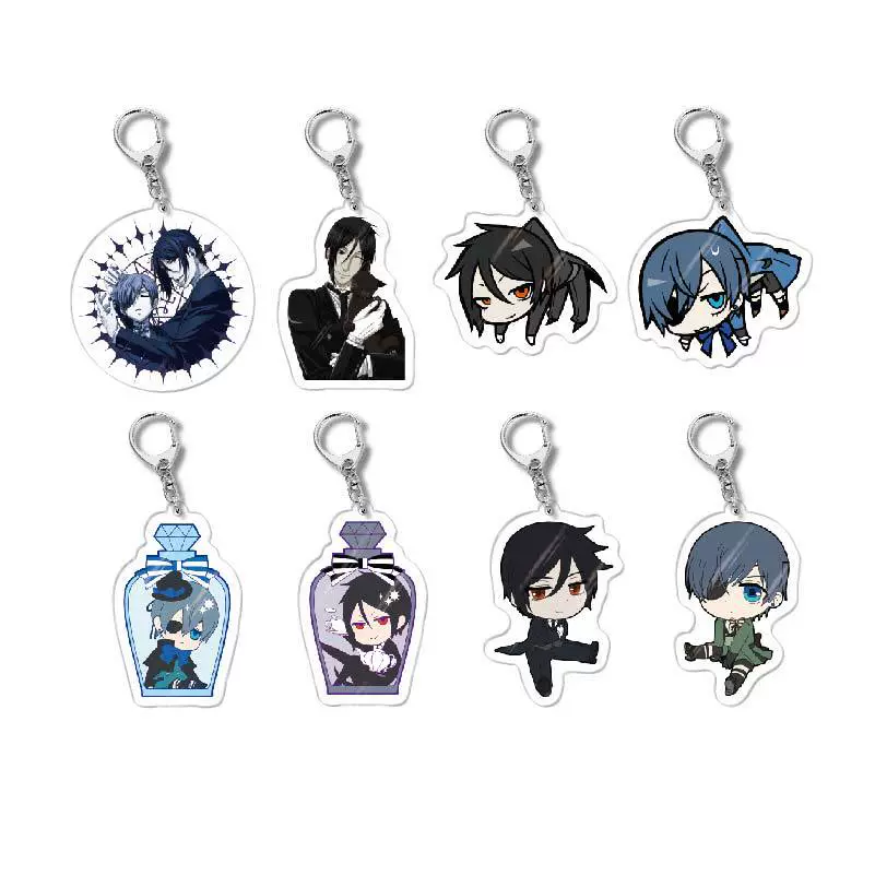 Акриловый брелок-аниме (Black Butler) Себастьян двусторонний 6 см чиби подвеска