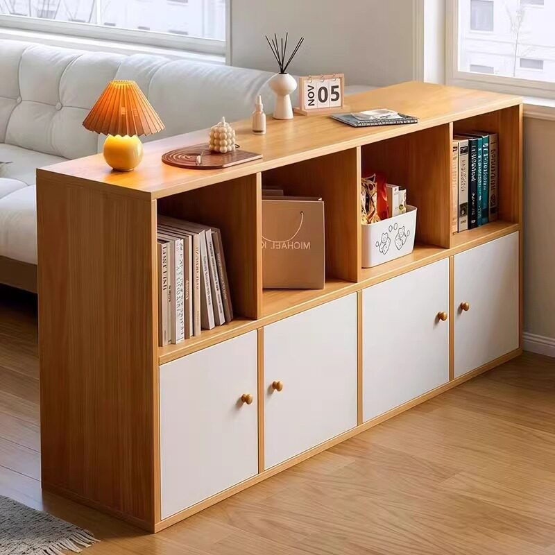 Sofa Side Cabinet with Door, Grid Cabinet, Floor-Standing Storage Rack, Home Bookcase, Living Room Partition Cabinet, Wall-Mounted Storage Cabinet