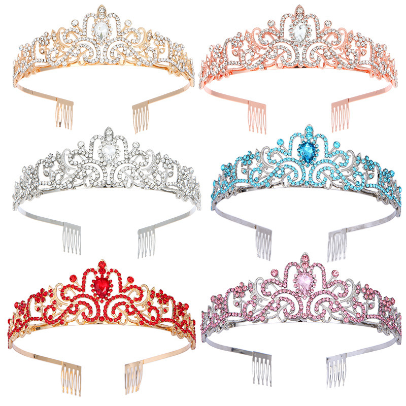 Queen Crown Zinc Alloy Plating Inlay Artificial Diamond Crown display picture 4