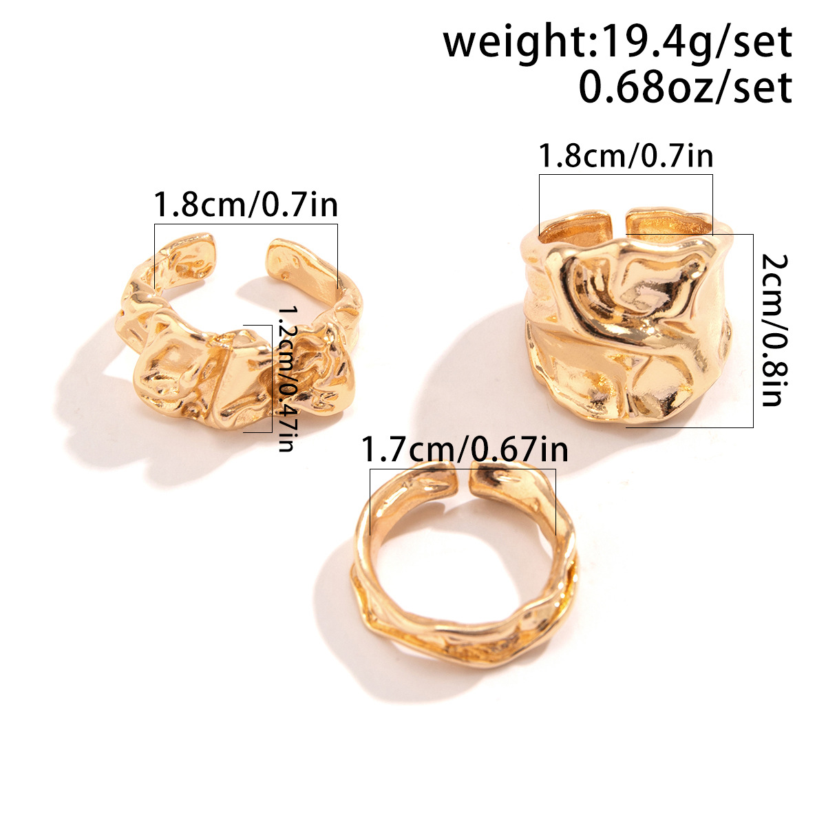 Elegant Simple Style Irregular Alloy Plating Women's Rings Bracelets 1 Piece 1 Set display picture 19