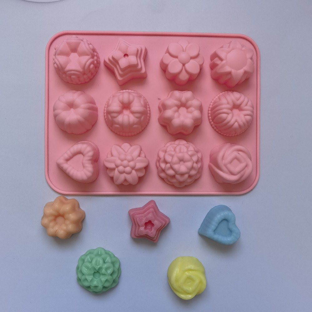 12 flores 419 pastel de chocolate molde de silicona molde de jalea torta molde de pan herramientas de horneado