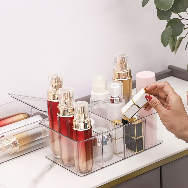 Compartimiento caja de almacenamiento de cosméticos esmalte de uñas brillo de labios caja de almacenamiento de lápiz labial desmontable organización pequeña caja de almacenamiento de cuidado de la piel
