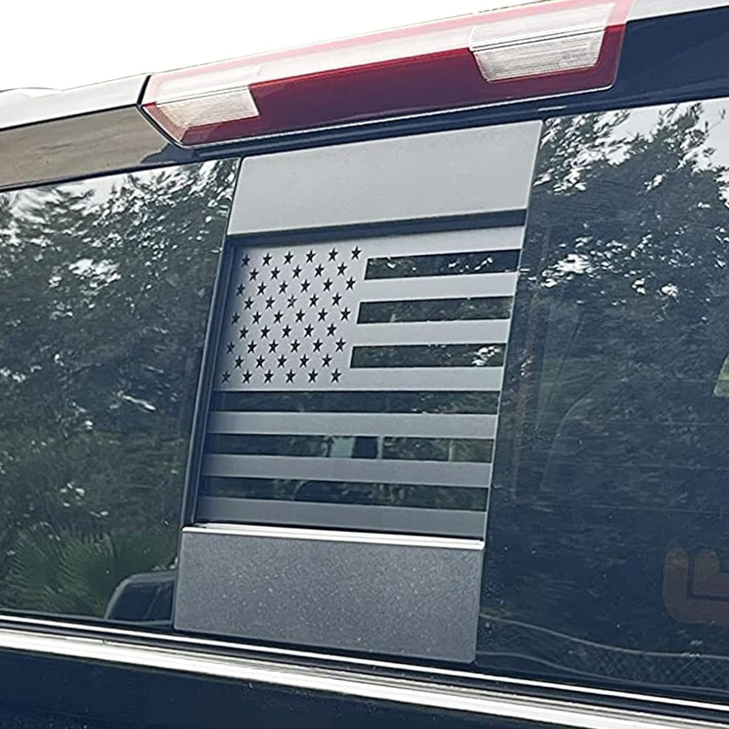 Aplicable a Chevrolet GMC vinilo pegatinas ventana trasera de la bandera de los Estados Unidos pegatinas negro mate