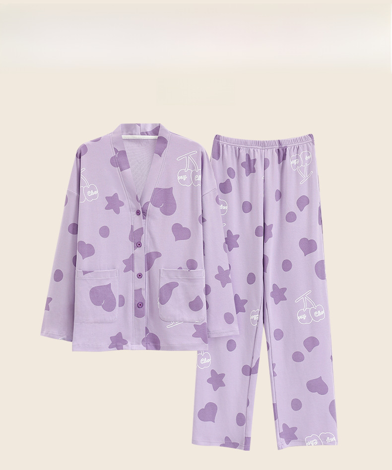 Baumwoll-pyjama-set Für Mädchen Langärmeliges Hausanzug-set Süß_voghion.com