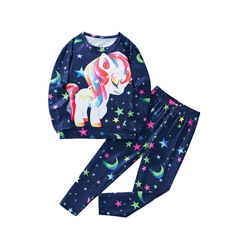 2025 Autumn/Winter Long-Sleeve Long-Pants Set for Boys and Girls in Europe and America, Cartoon Animal Style, Suitable for Middle Children