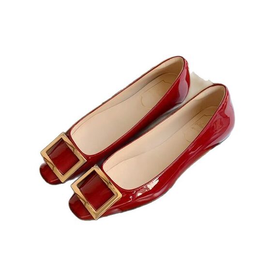 Sheepskin version Grape Mom Commuter Classic Small Square Head Women's Shoes All-match Low Heel Elegant Square Buckle Shallow Mouth Shoes Work Shoes
