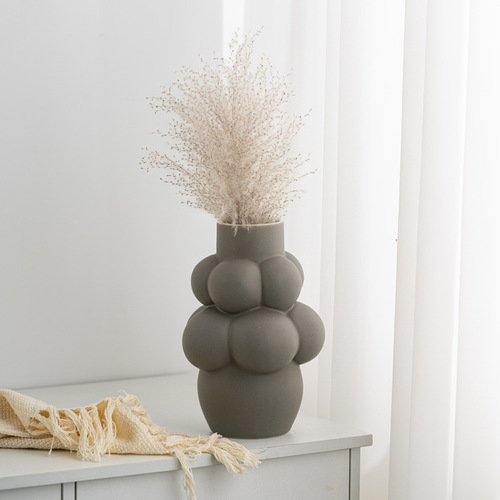 Modern Minimalist Bubble Ceramic Vase, Irregular Flower Holder, High-End Decorative Accent for Indoor Soft Furnishings