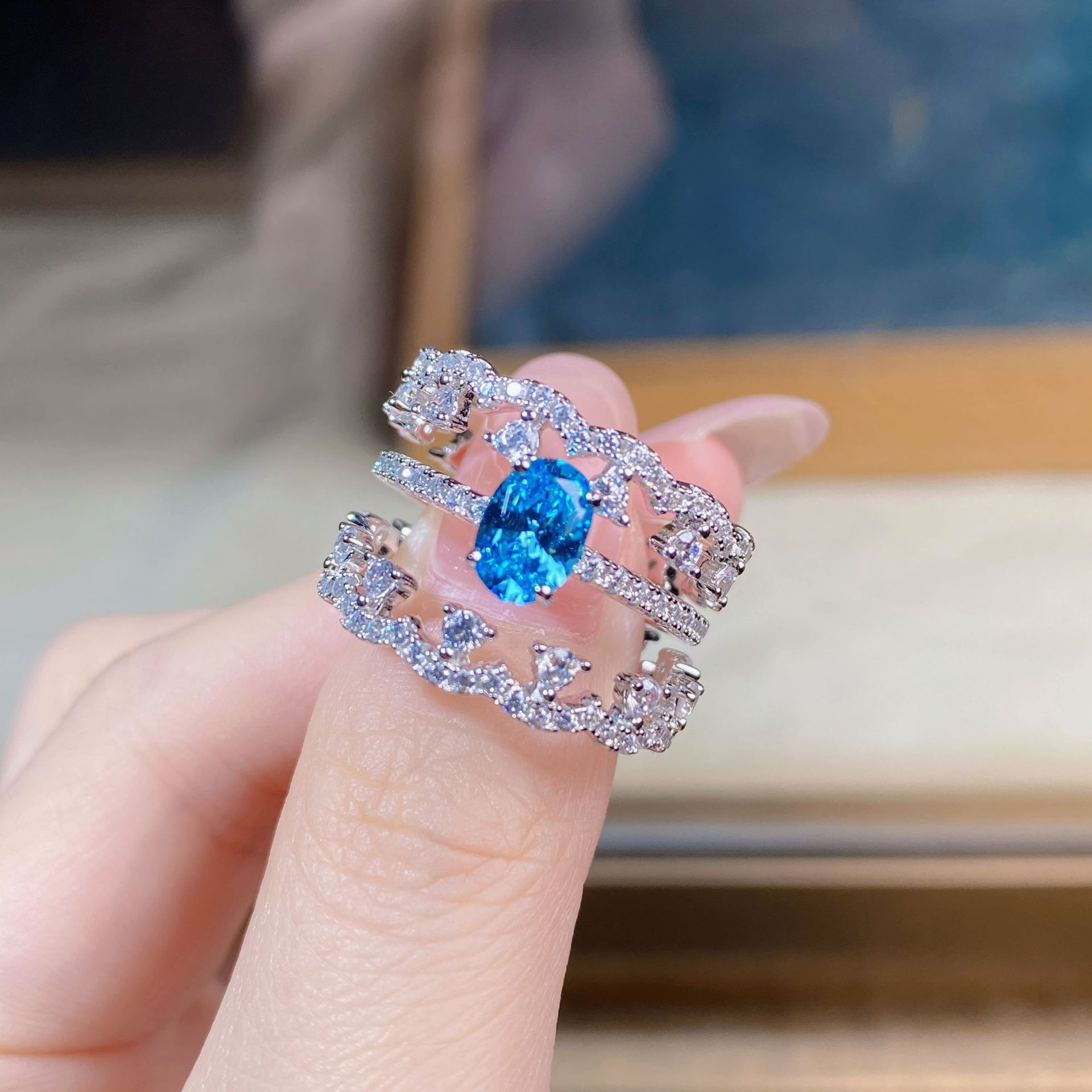 Simple Style Bear Sterling Silver Inlay Zircon Rings 1 Piece