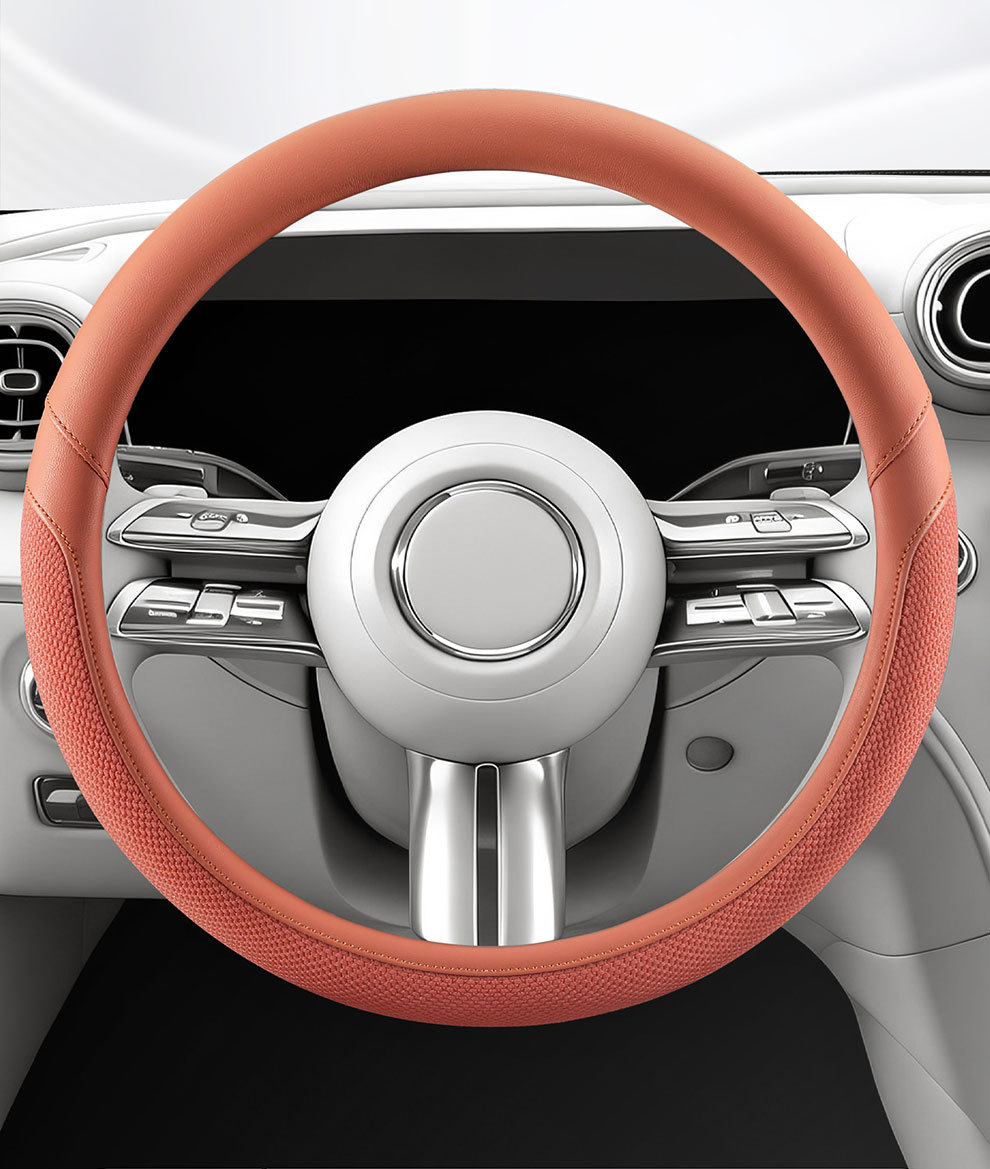 Car Steering Wheel Cover for All Seasons, Universal Leather Handle Cover for Interior Use, Dirt-Resistant, Non-Slip, Double D-Shaped, Wholesale from Manufacturer