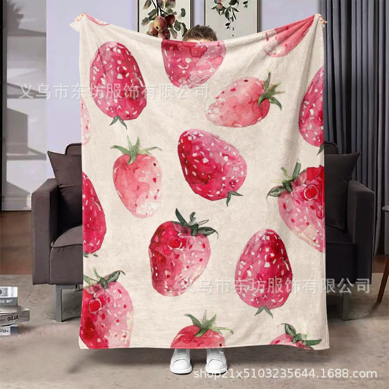 Симпатичная минималистская клубника мягкая и удобная фланелевая шерсть одеяло для домашнего использования