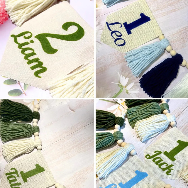 Personalizado estilo bohemio de un año de cumpleaños bebé bancarta silla alta estilo rustico pastel accesorios de fotografía