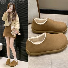 复古厚底加绒勃肯鞋女2025秋冬新款毛毛一脚蹬保暖内增高雪地靴