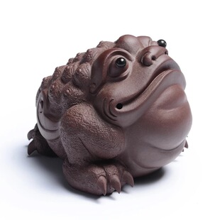 Factory direct Yixing purple sand big mouth golden toad boutique tea pet ornaments handmade tea play overlord golden toad tea pet ornaments