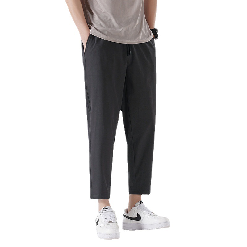 Ice Silk Lightweight Ankle-length Pants Casual Pants Men's 2022 Loose Trendy Pants Men's Large Size Men's Pants Summer
