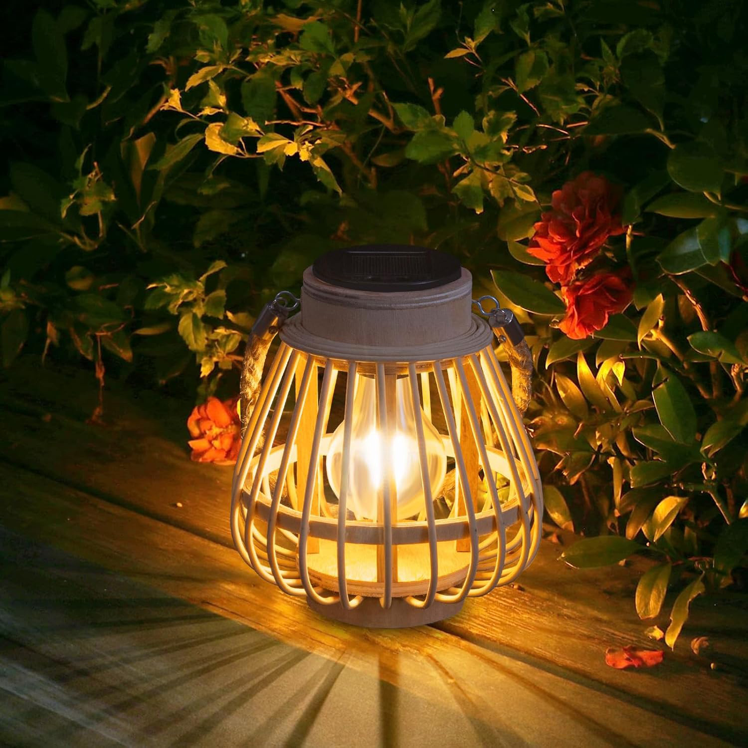 Lámpara de viento de caña retrógrada personalizada vela solar al aire libre villa patio paisajismo decoración de la atmósfera linterna