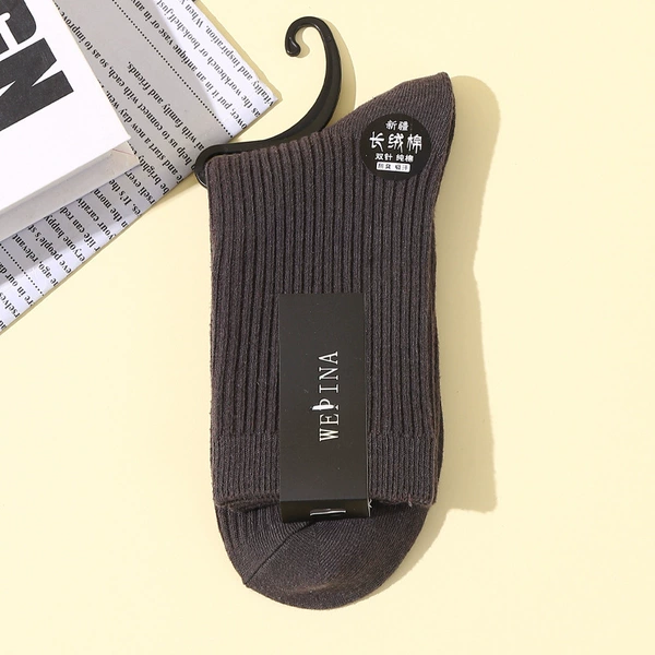 Double needle men's socks [dark gray]