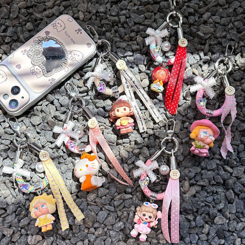 Plaid Ribbon Short Phone Lanyard Lace Bow Pearl Phone Chain Pendant Cute Keychain Bag Pendant Plaid Ribbon Short Phone Lanyard Lace Bow Pearl Phone Chain Pendant Cute Keychain Bag Pendant