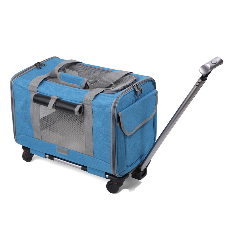 Transportín para gatos, carrito para mascotas para exteriores, jaula plegable y transpirable para mascotas, caja de transporte tipo bandolera para perros