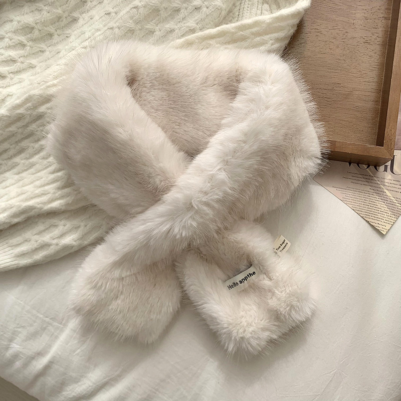 Ins mujer imitación de visón pelo cruzado perezoso cuello de peluche invierno suave imitación de piel coreana lindo peludo babillo