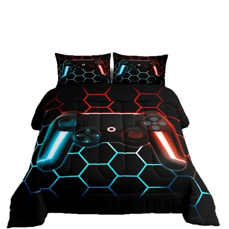 TEMU / JIT transfronterizo hogar "Manuja de juego cool" impresión digital 3D 180gms colcha colcha almohada conjunto