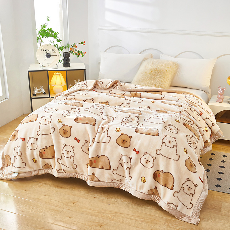 新しい二重厚さのラッシャー毛布メーカーのカバー毛布超柔結婚祝い毛布法莱毛団購入卸売り