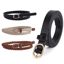 新款编织复古休闲腰带女连衣裙衬衫皮带批发针织免打孔针扣腰带