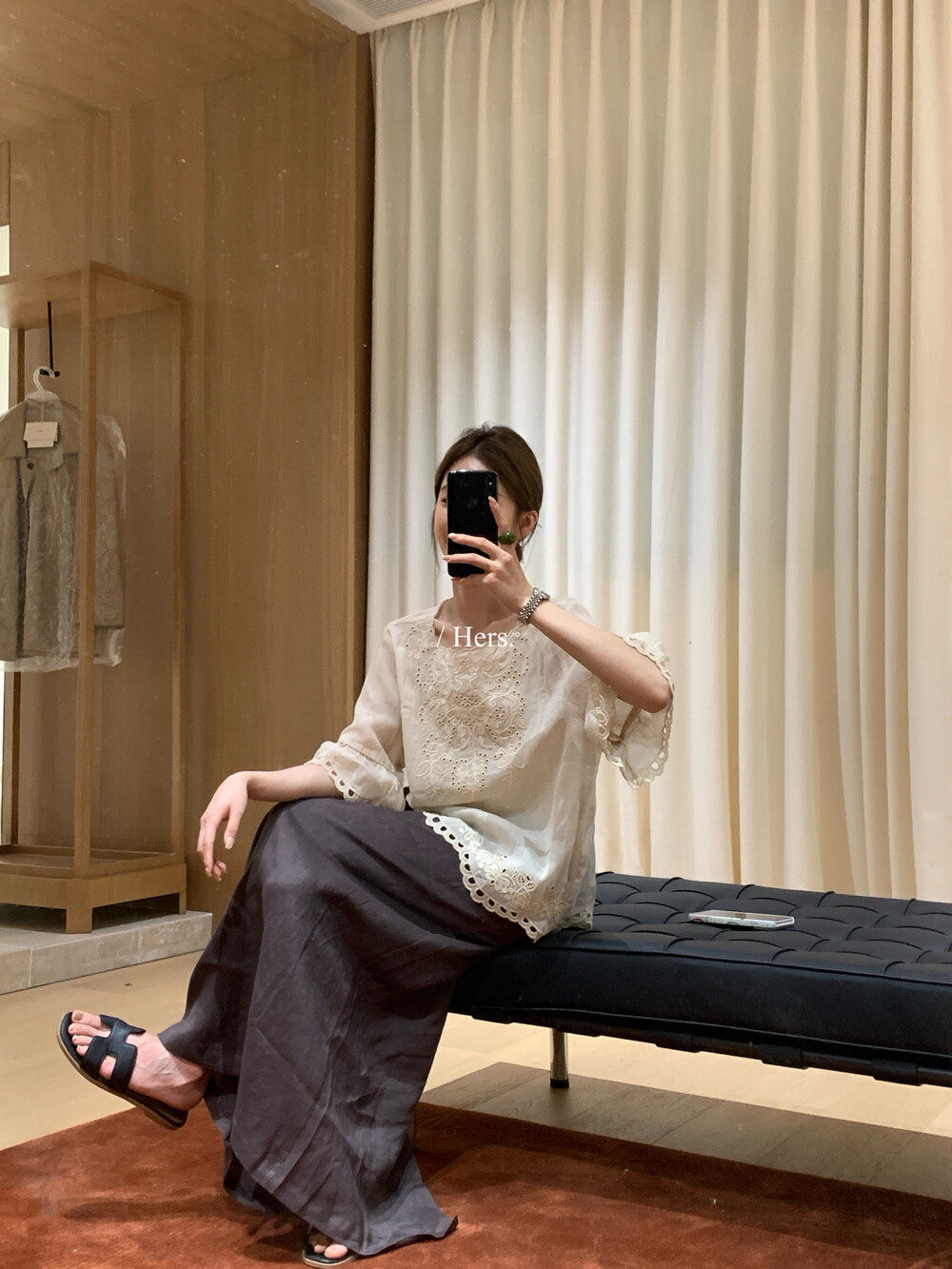 Áo sơ mi tay ngắn nữ ren hở lưng phong cách Pháp — Xanh da trờicolor, màu mơ chi tiết 22