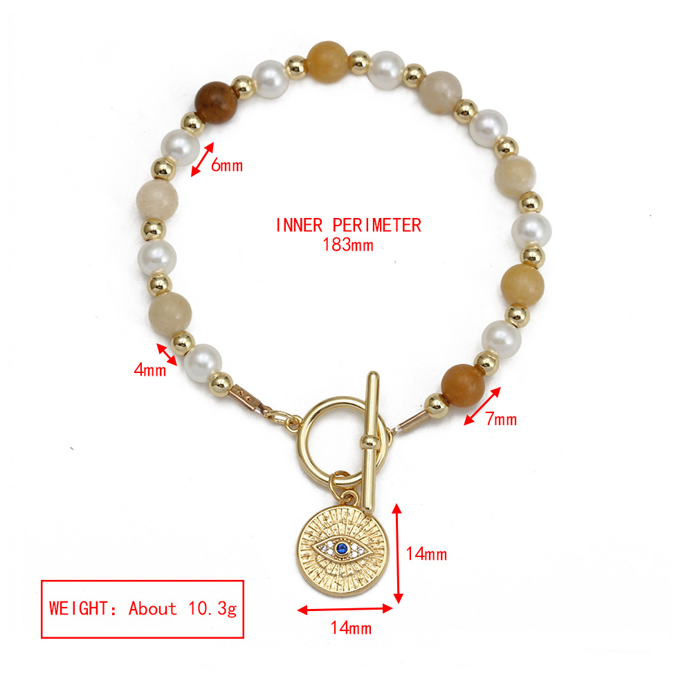 Simple Style Devilu0027S Eye Copper Beaded Plating Inlay Zircon Bracelets 1 Piece