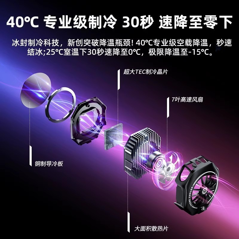 携帯電話のラジエーターの生放送の磁気吸引の温度を下げる神器のデジタル表示の半導体の冷凍の凍結のゲームの静音のバッククリップは通用します。|undefined