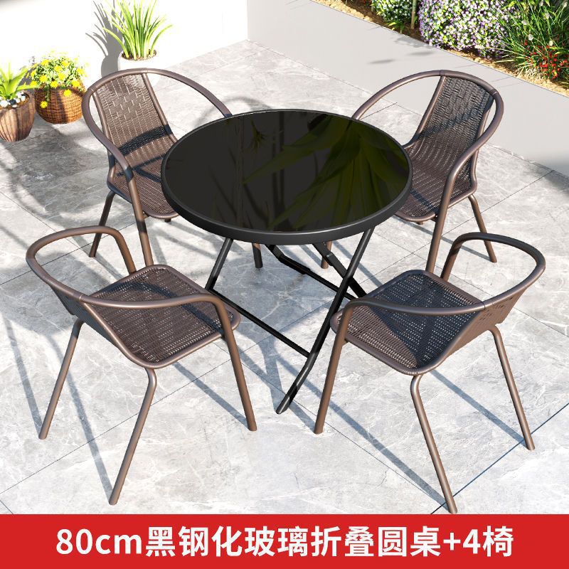 20% off stacked black round table + 4 chairs