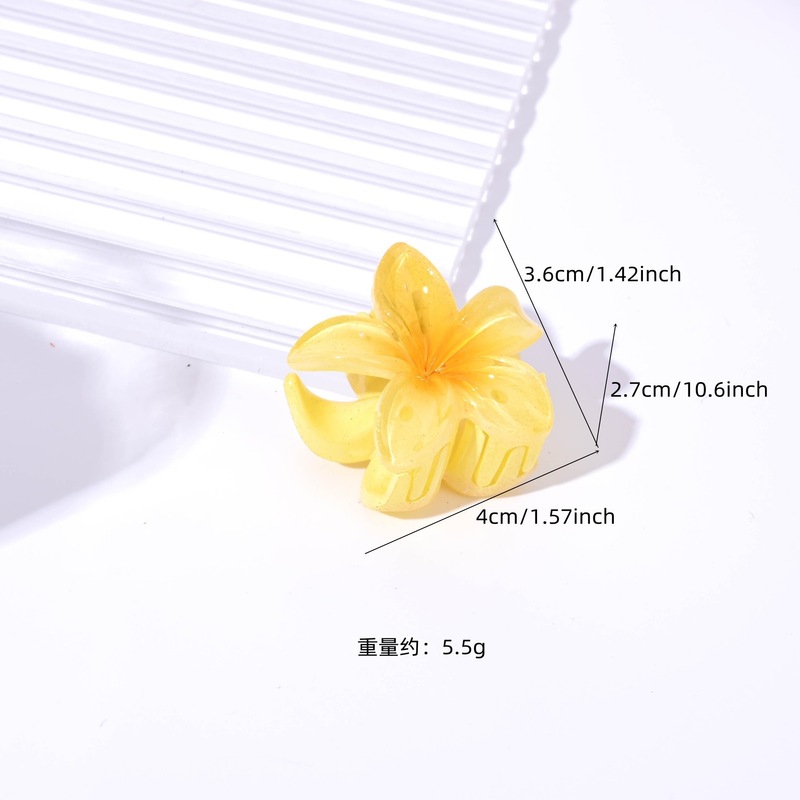 跨境新款彩色多巴胺鸡蛋花抓夹气质后脑勺盘发花朵鲨鱼夹发卡夹子|undefined