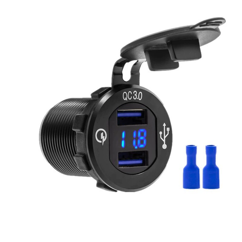 Кросс-бортной популярный RV алюминиевый сплав двойной USB-C QC3.0 зарядное гнездо с вольтметром не проводится