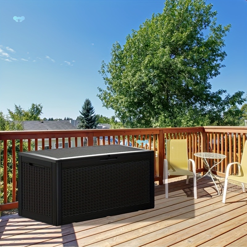 Waterproof Patio Storage Waterproof 100 Gallon Black Resin