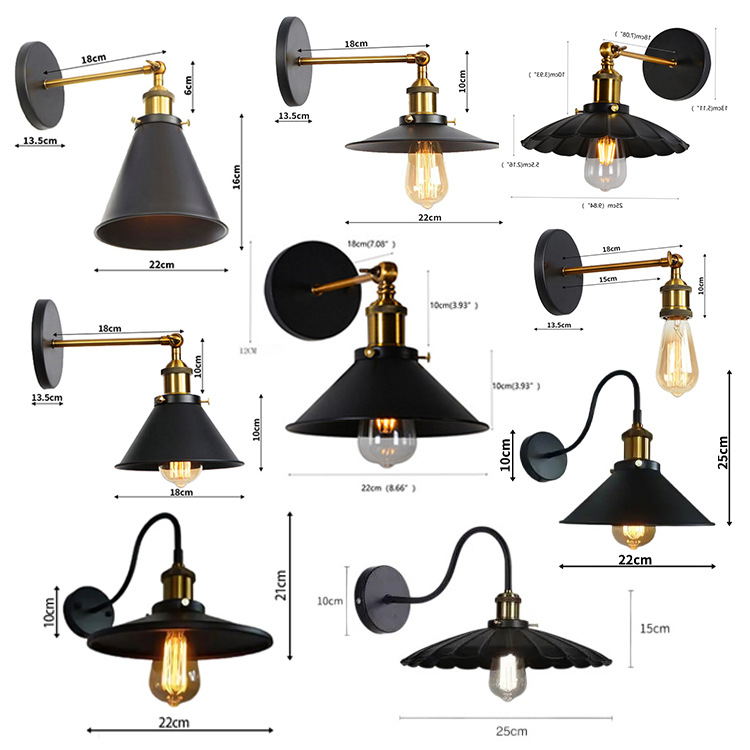 Lámpara de pared de hierro forjado minimalista transfronteriza, estilo industrial americano, dormitorio, balcón, pasillo, bar, cafetería, lámpara de cabecera nostálgica