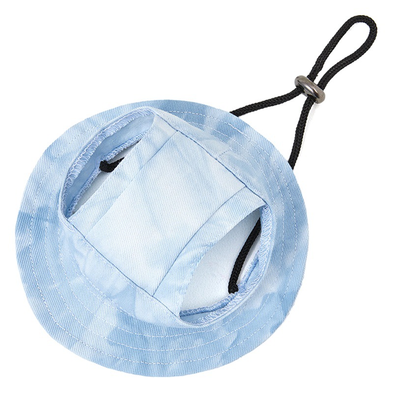 Mascota Linda oreja expuesta sombrero anti-caída ajustable cuenca sombrero protección solar sombra de sol perro anti-apriete oreja algodón princesa sombrero