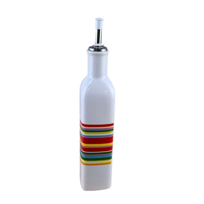 Botella de cerámica doméstica de venta caliente botella de aceite de cocina condimento botella de aceite de doble propósito botella de aceite a prueba de fugas botella de condimento