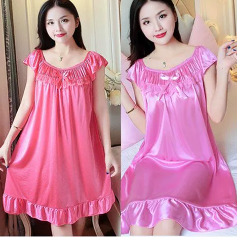 Летние женские пижамы из ледяного шелка с короткими рукавами, большие размеры, сексуальная тонкая свободная домашняя одежда, стиль принцессы.