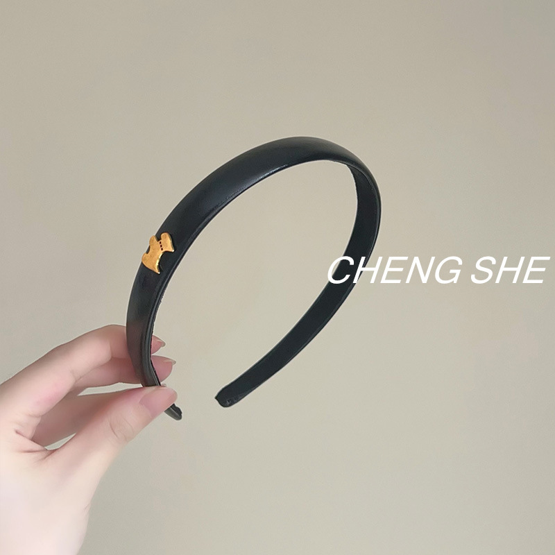 赵露思同款金色小狗压发卡韩国漆皮黑色发箍女高颅顶头箍发卡发饰|undefined