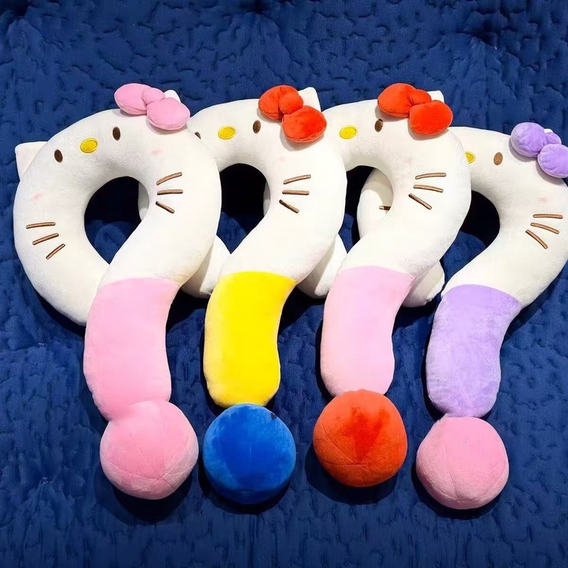 漫画 kt 猫疑問符 U 字型枕カジュアル枕ぬいぐるみソファクッション装飾装飾品昼寝枕女性|undefined
