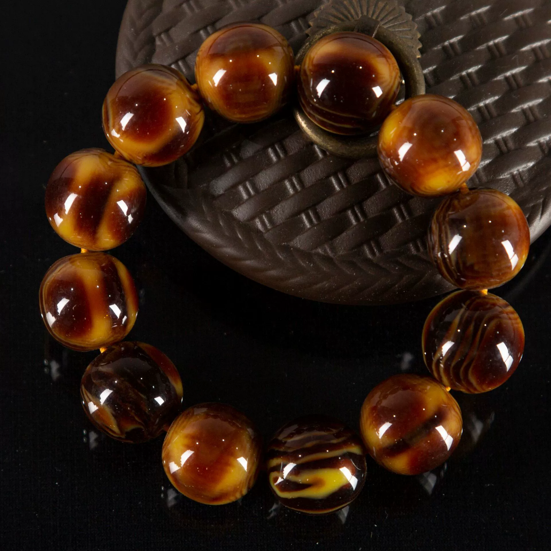 Onyx rosary with round beads jade wax agate, accessory