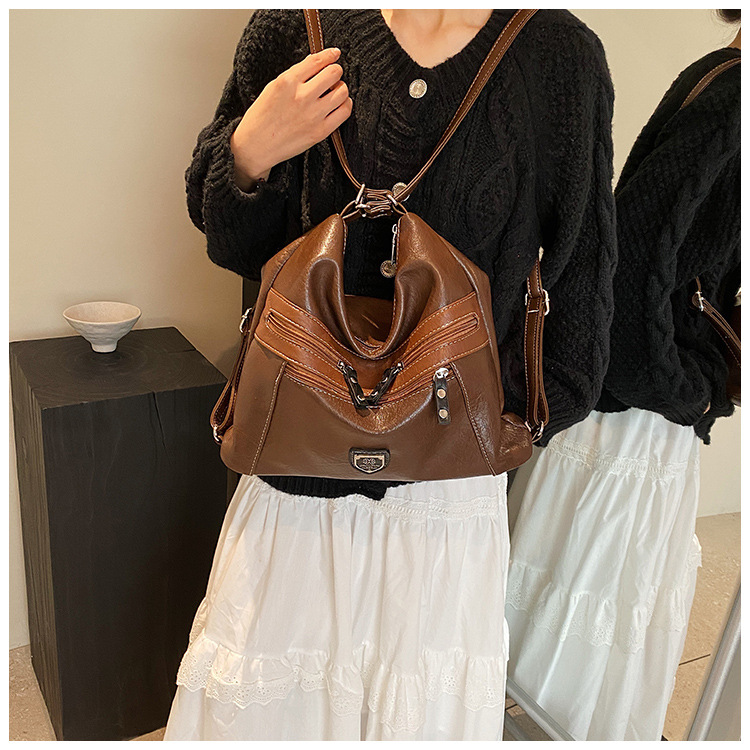 Femeii geantă de mână de umăr dublu Crossbody geantă de mână de mare capacitate geantă de mână retro cu un umăr la subraț_voghion.com