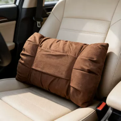 Headrest | Pillow, Comfortable and Soft Car - mocha-brown-bubble-suede-lumbar-support-pillow