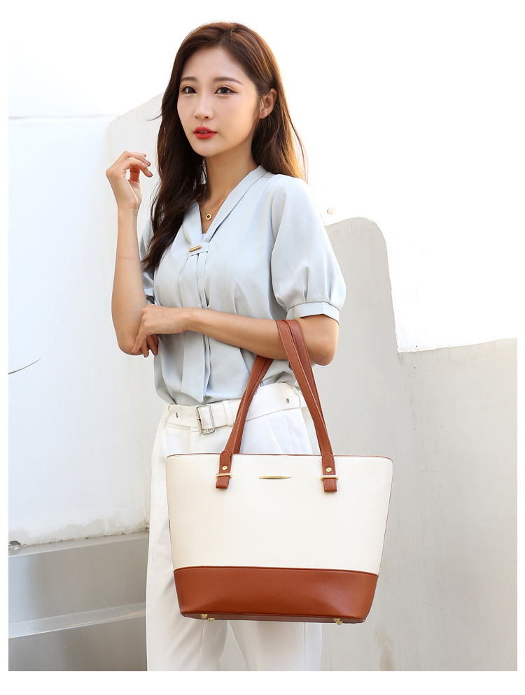 1653g Weight Polyester Lining Material Zipper Closure Type Double Shoulder Straps Strap Type Bag Sets Bags Type Casual, Travel Occasion Pu Leather Material Color Block Pattern All Seasons Season Women's Gender Elegant Style Square Shape Women's Pu Leather Color Block Elegant Square Zipper Bag Sets