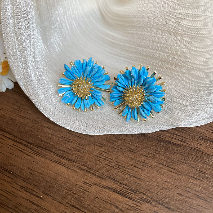 Pendientes de margarita de Lafite con aguja de plata, pendientes de estilo de vacaciones junto al mar, temperamento dulce y único, pendientes de todo fósforo para fotos, mujeres