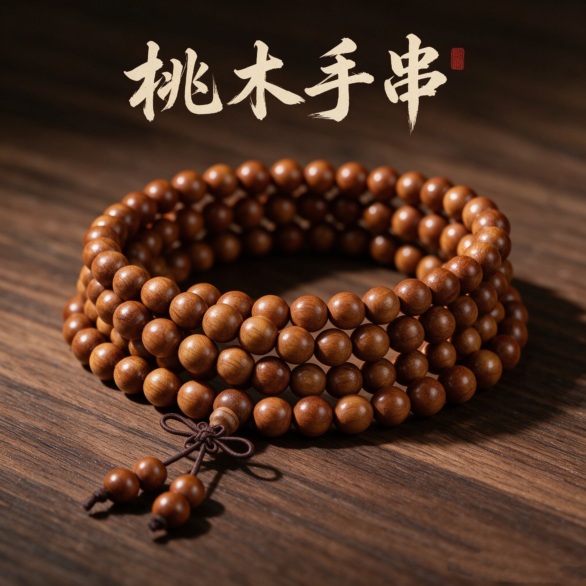 天然桃木108颗手串单圈多圈檀木文玩女款念珠佛珠手串可代发工厂